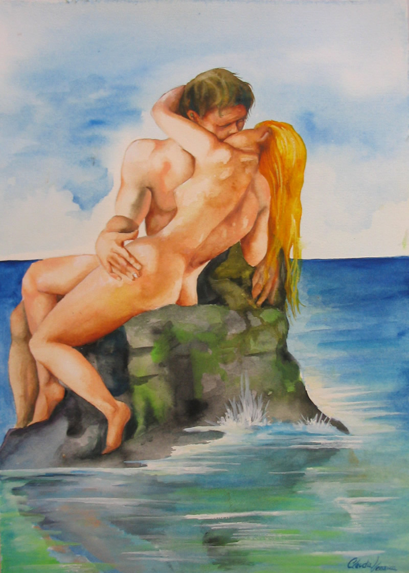 Adão e Eva - Aquarela - Cláudia Verônica